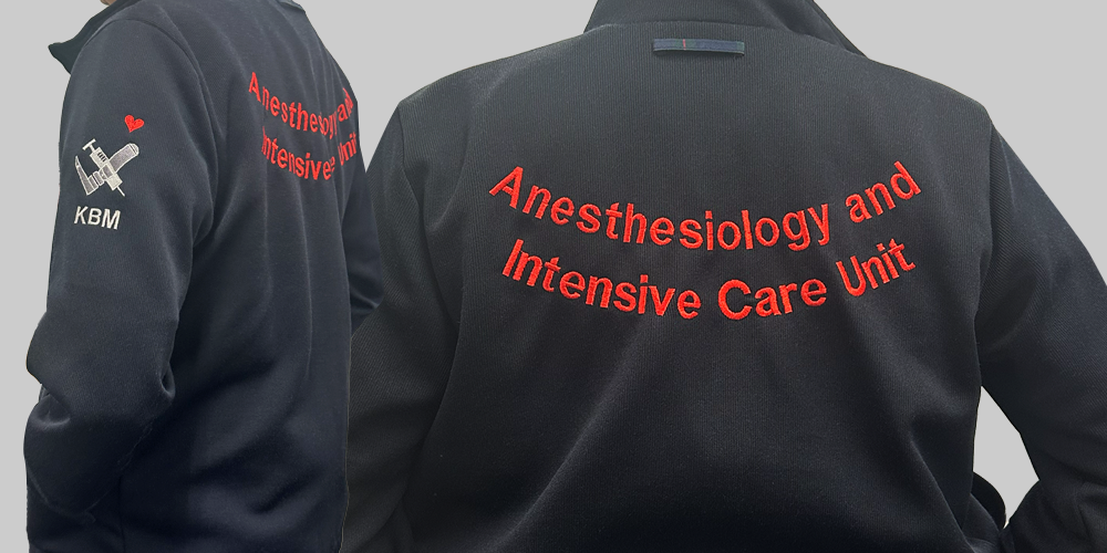 ブルゾンの背中と袖にかっこいいデザイン刺繍