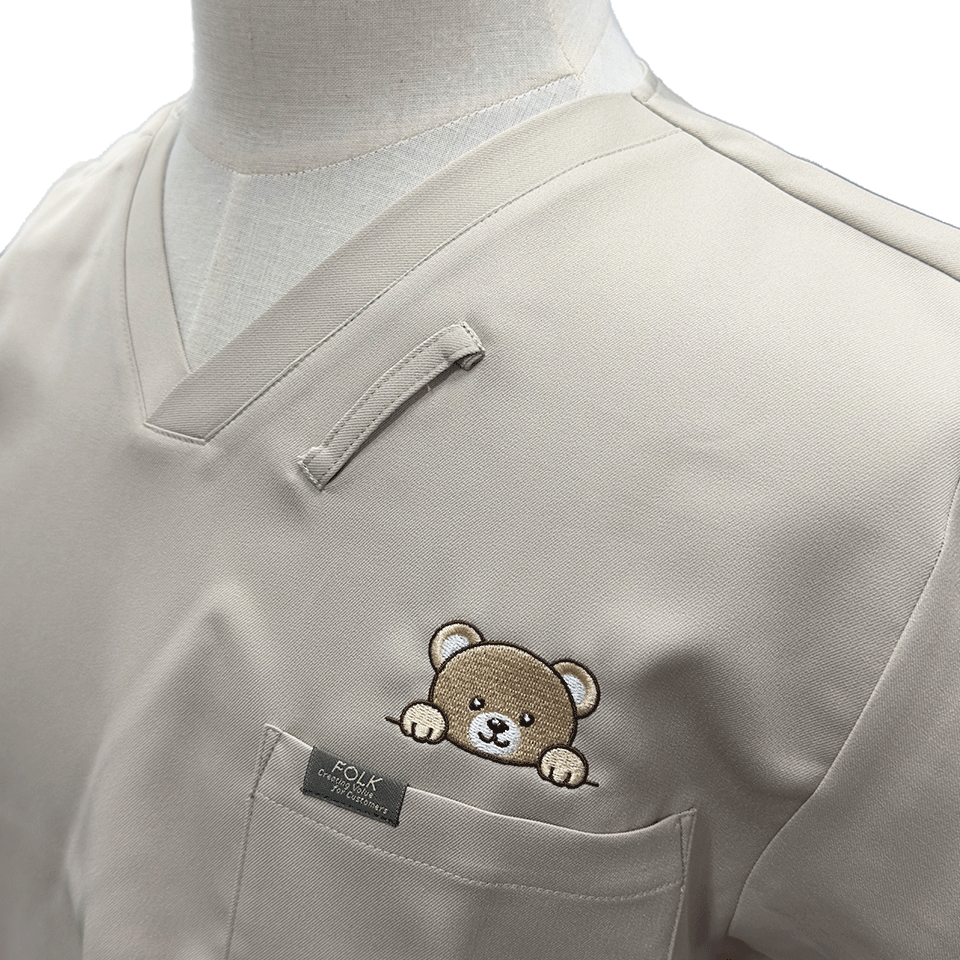 ベアのひょっこり刺繡