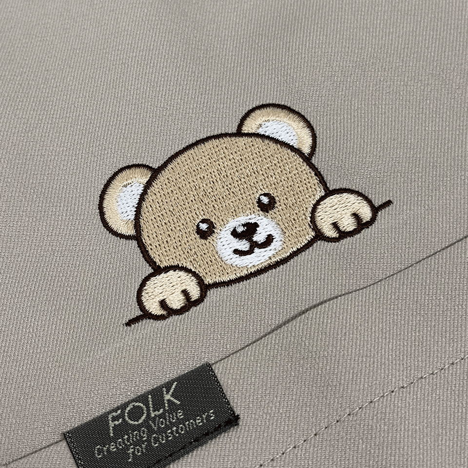 ベアのひょっこり刺繡
