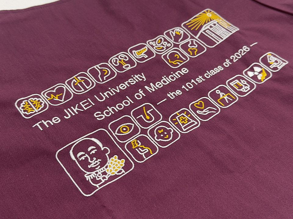 東京慈恵会医科大学 ダイビング部様　スクラブデザイン刺繍　拡大画像