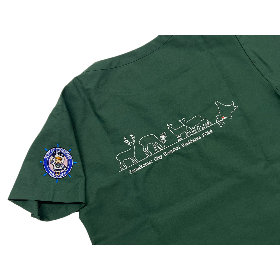 苫小牧市立病院様　左袖デザイン刺繍